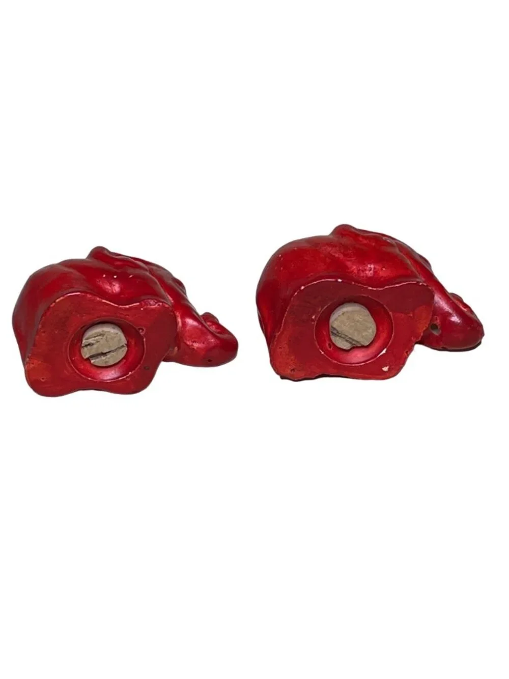 Vintage Small Red Ceramic Elephant Salt & Pepper Shakers Set